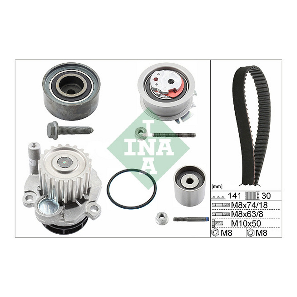 Комплект ГРМ + помпа VW Passat B6/Golf V/Jetta III 2.0TDI 03- (141х30) Schaeffler INA фото 2