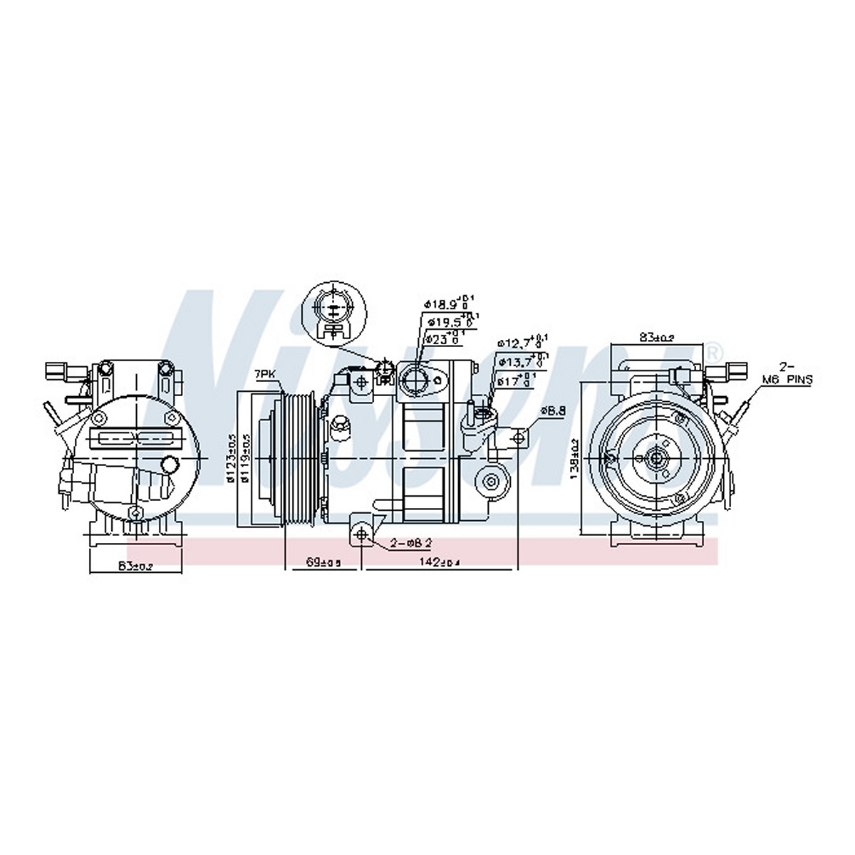 Компресор кондиціонера HYUNDAI IX55 (08-) 3.0CRDI (+) NISSENS (890175) Nissens фото 12