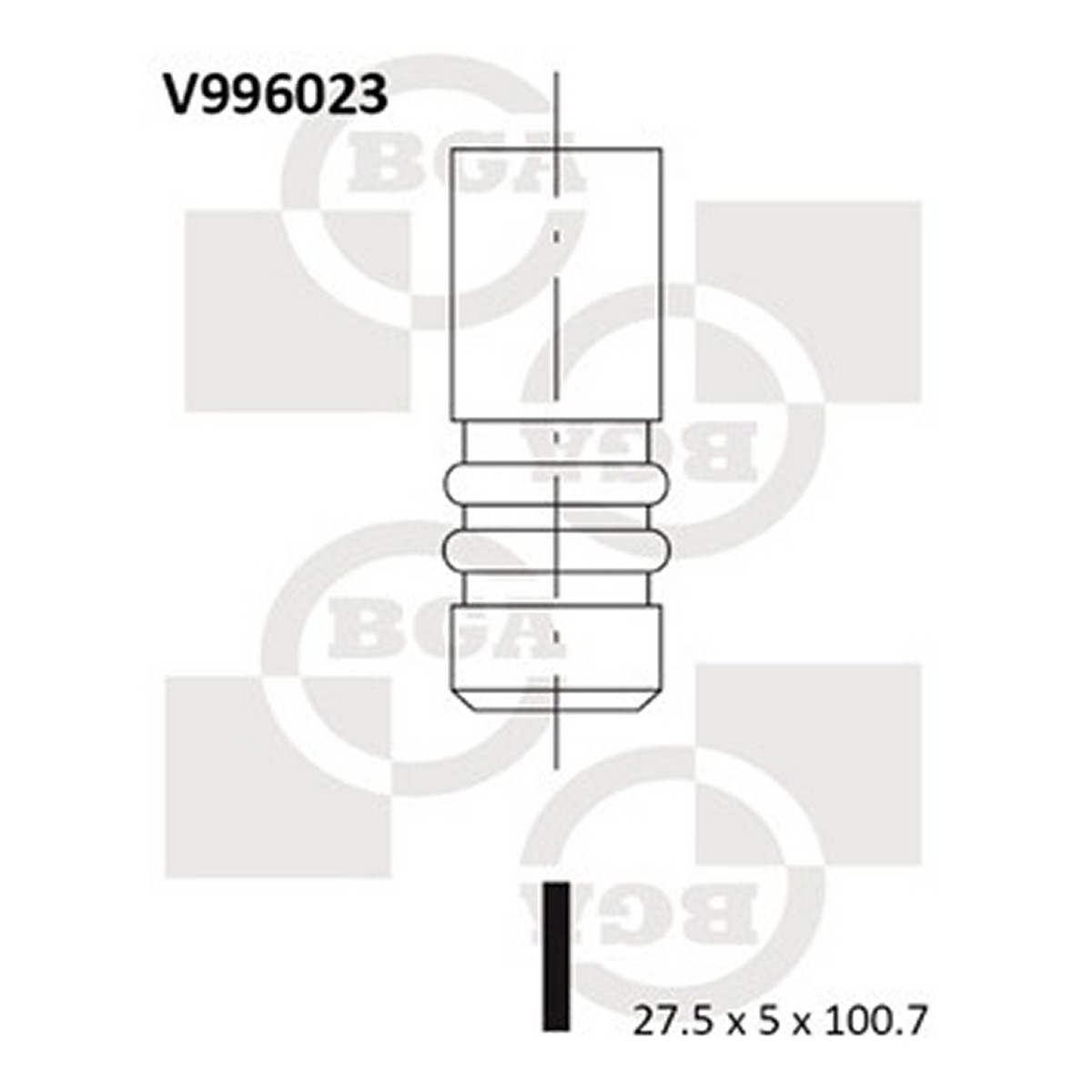 Клапан двигуна EX OPEL Z18XE 27.5X5X100.7 BGA (V996023) BGA фото 3