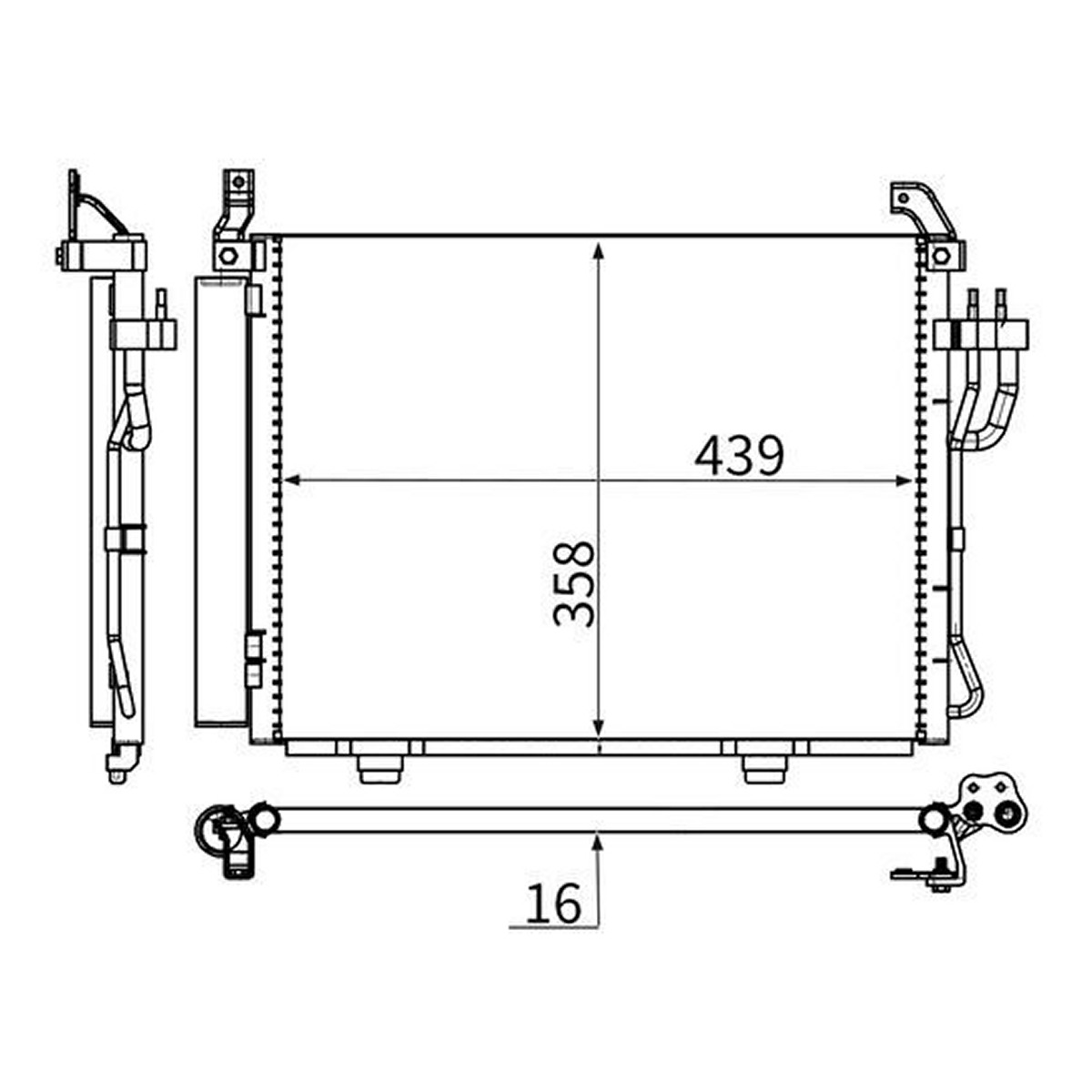 Конденсер кондиціонера HYUNDAI I10 I (PA) 1.1 2007.10 - 2018.05 MAHLE (AC 17 000S) Mahle фото 3