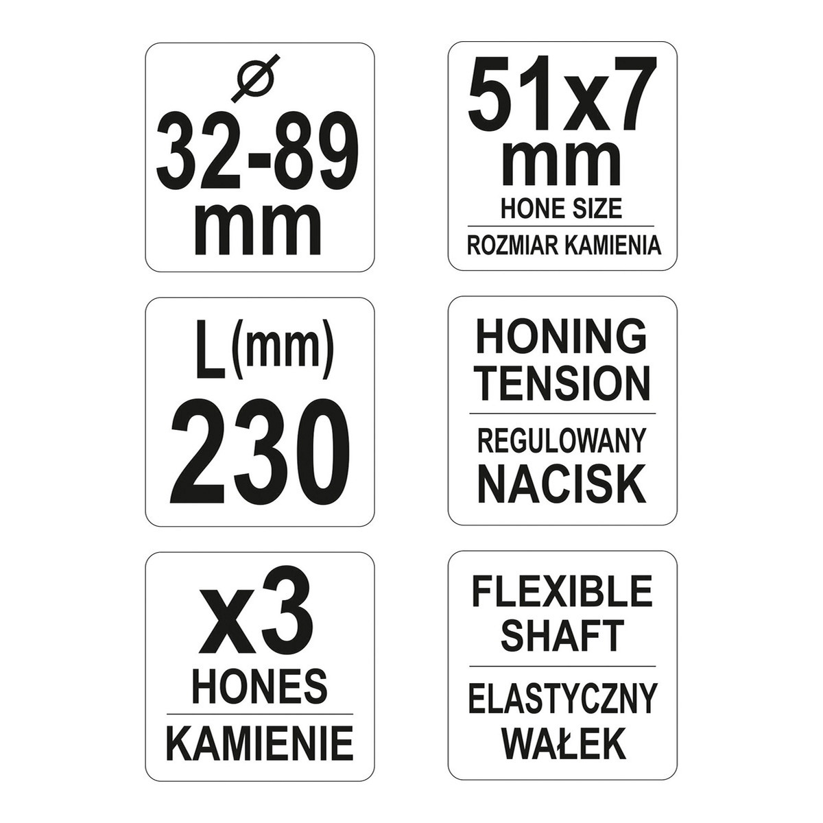 Хон для розточування циліндрів, діам. 32-89 мм із трьома каменями 51 YATO (YT-05811) Yato фото 3