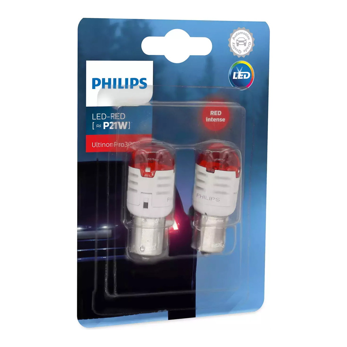 Автолампа світлодіодна P21W LED 12V 1.75W BA15S / LED RED ULTINON PRO3000 / ЧЕРВОНИЙ / 2 PHILIPS (11498U30RB2) Philips фото 3
