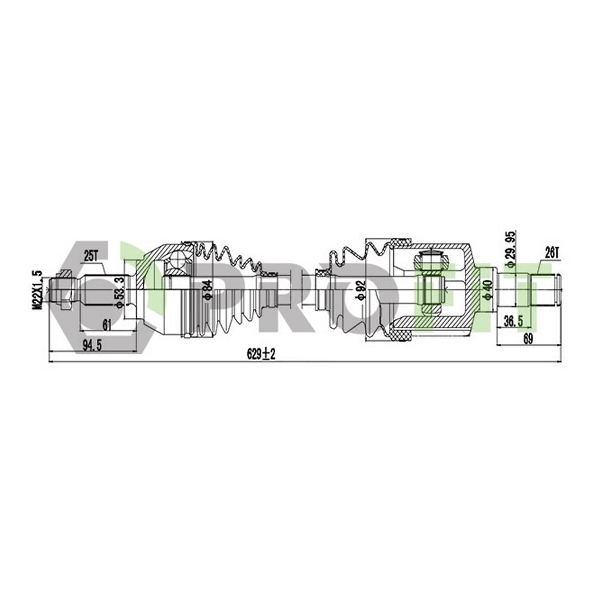 Піввісь FORD TRANSIT CONNECT 02- PROFIT (2730-3106) Profit фото 3