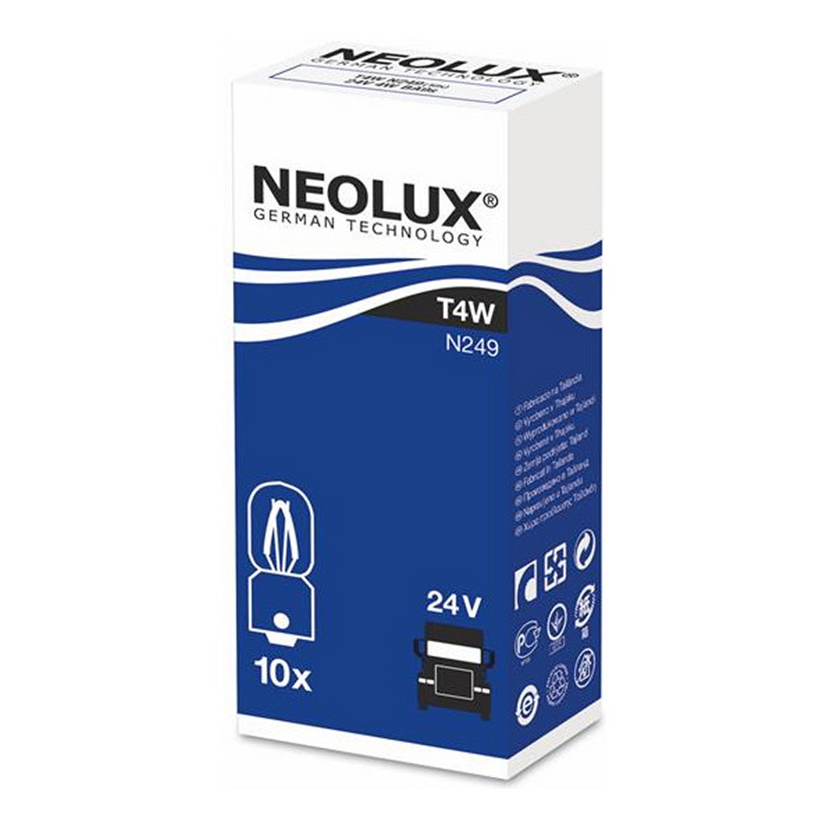 Автолампа 4W T4W 24V BA9S 4W/КРАТН. X10 NEOLUX (N249) Neolux фото 3