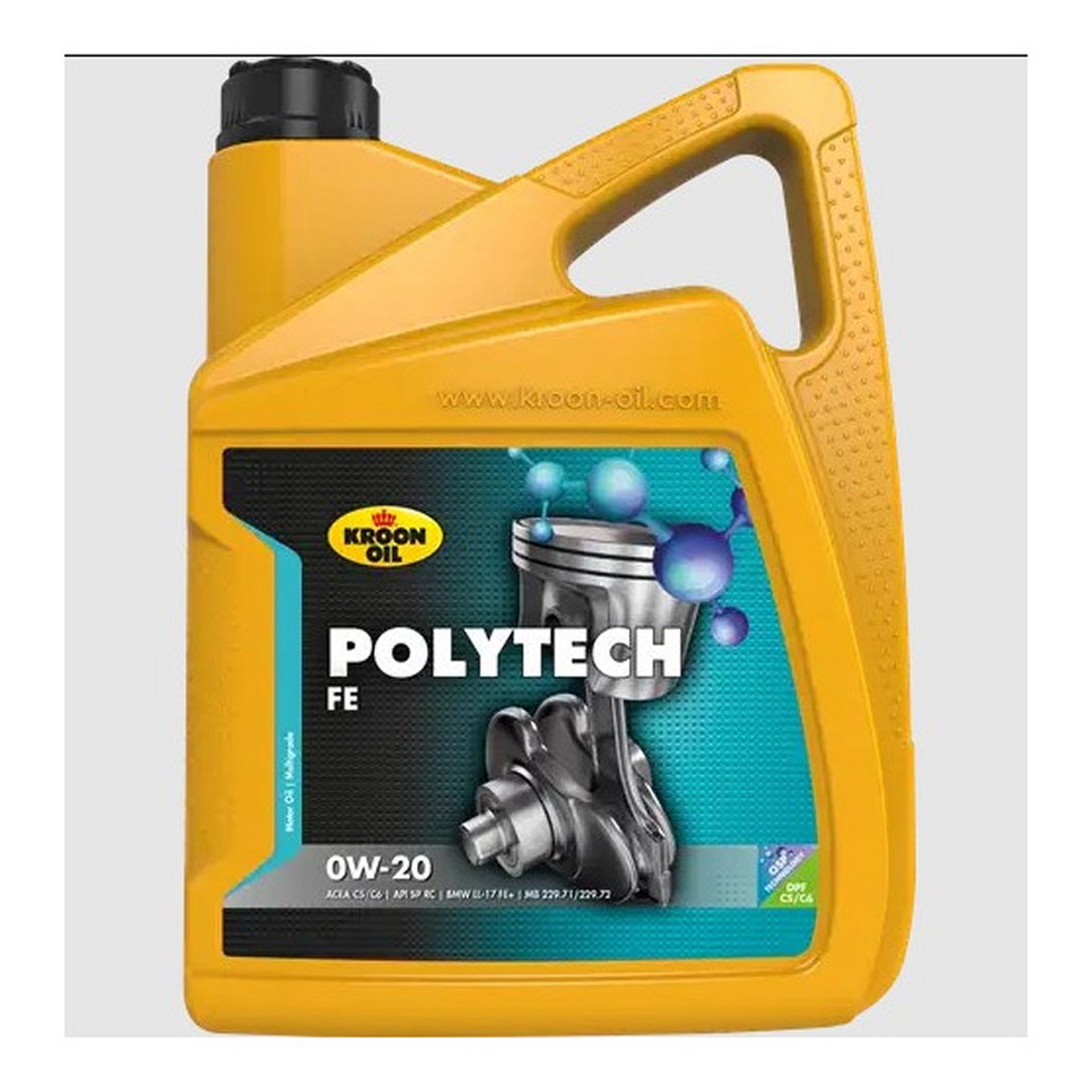 Олива моторна PolyTech FE 0W-20 5л 5 L CAN KROON-OIL POLYTECH FE 0W-20 KROON OIL (37569) Kroon Oil фото 3