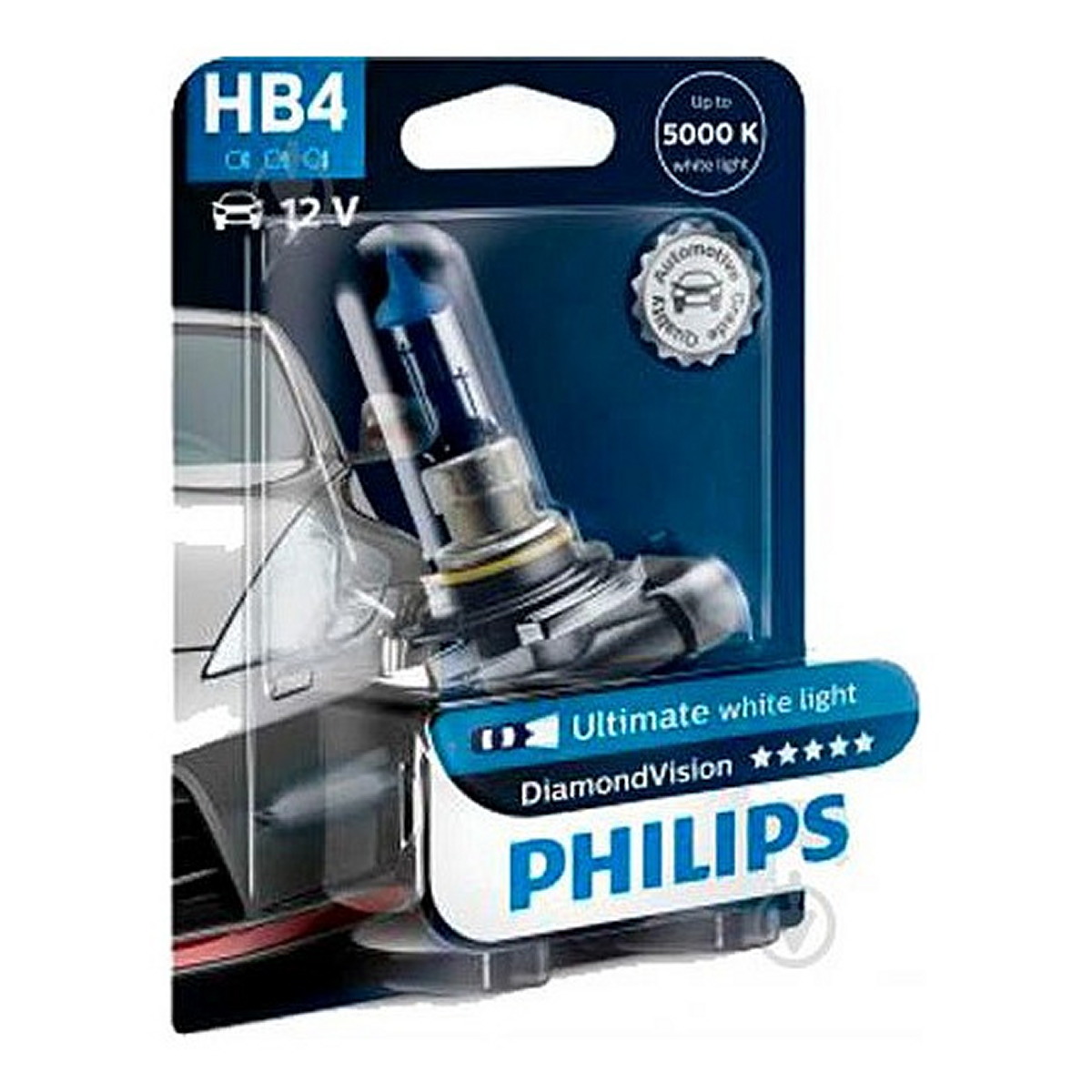 Автолампа галогенова 51W HB4 12V 51W 5000K P22D / DIAMONDVISION - ЯСКРАВЕ БІЛЕ СВІТЛО З БЛ PHILIPS (9006DVB1) Philips фото 3
