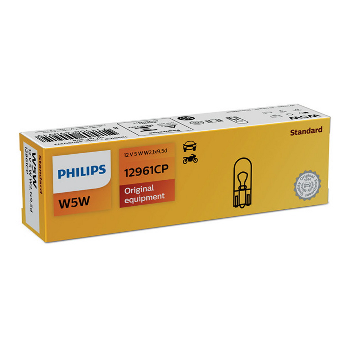Автолампа 5W W5W 12V 5W W2,1X9,5D/STANDARD/КРАТН. X10 PHILIPS (12961CP) Philips фото 3