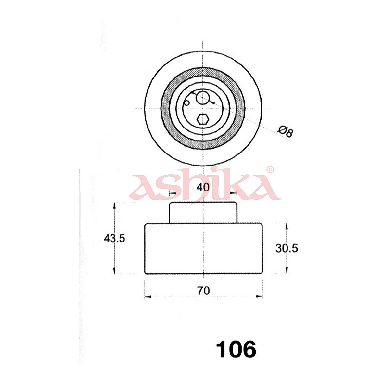 Ролик модуля натягувача ременя NISSAN ALMERA I (N15) 2.0 D ASHIKA (45-01-106) ASHIKA фото 3