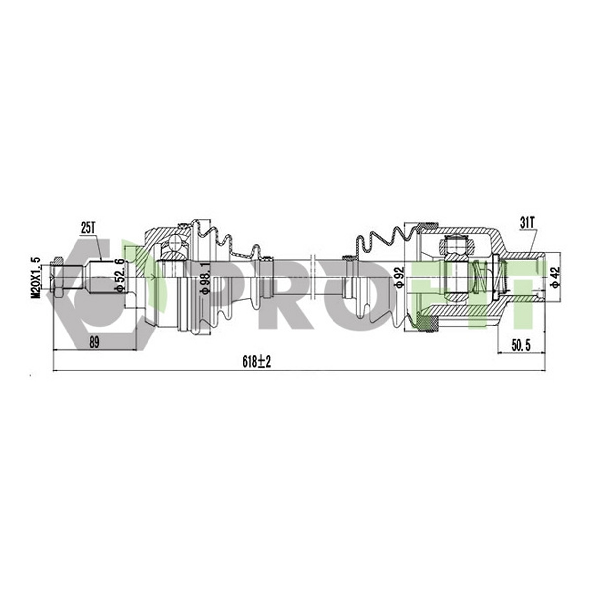 Піввісь RENAULT/DACIA DUSTER 10-18 ПЕР. ПРАВ. PROFIT (2730-3077) Profit фото 3
