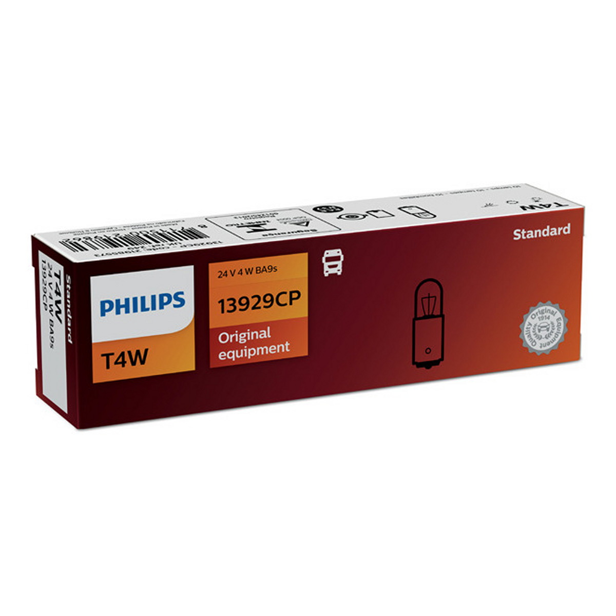 Автолампа 4W T4W 24V BA9S 4W/TRUCK STANDARD/КРАТН. X10 PHILIPS (13929CP) Philips фото 3