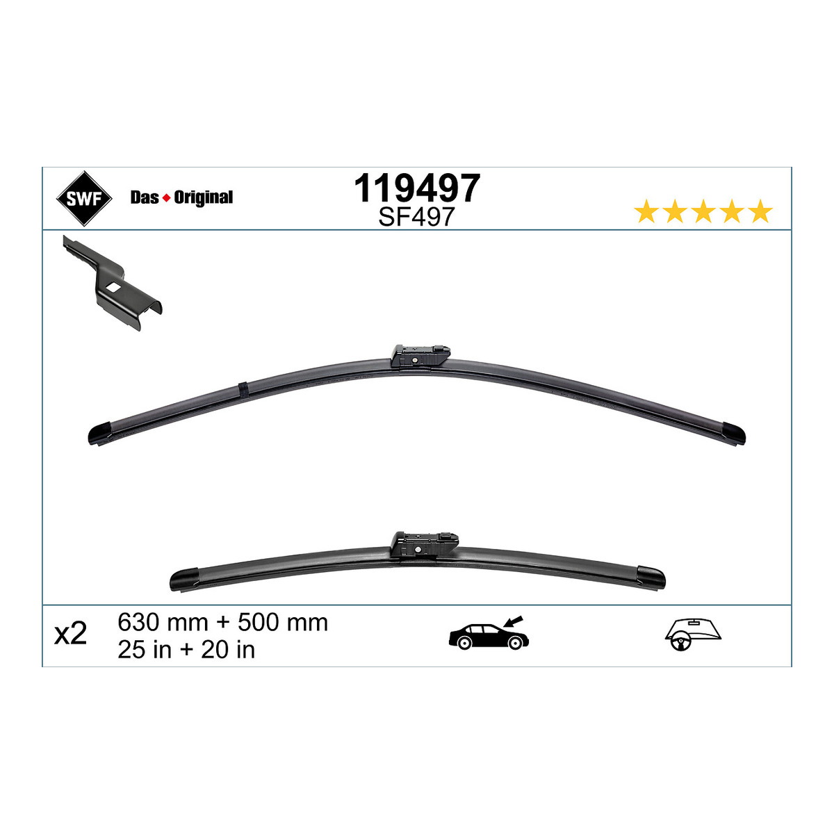 Щітка склоочисника К-Т БАСКАРКАСНИЙ VISIOFLEX / 630/500 MM / LHD / FORD FOCUS IV 1.0 SWF (119497) SWF фото 9
