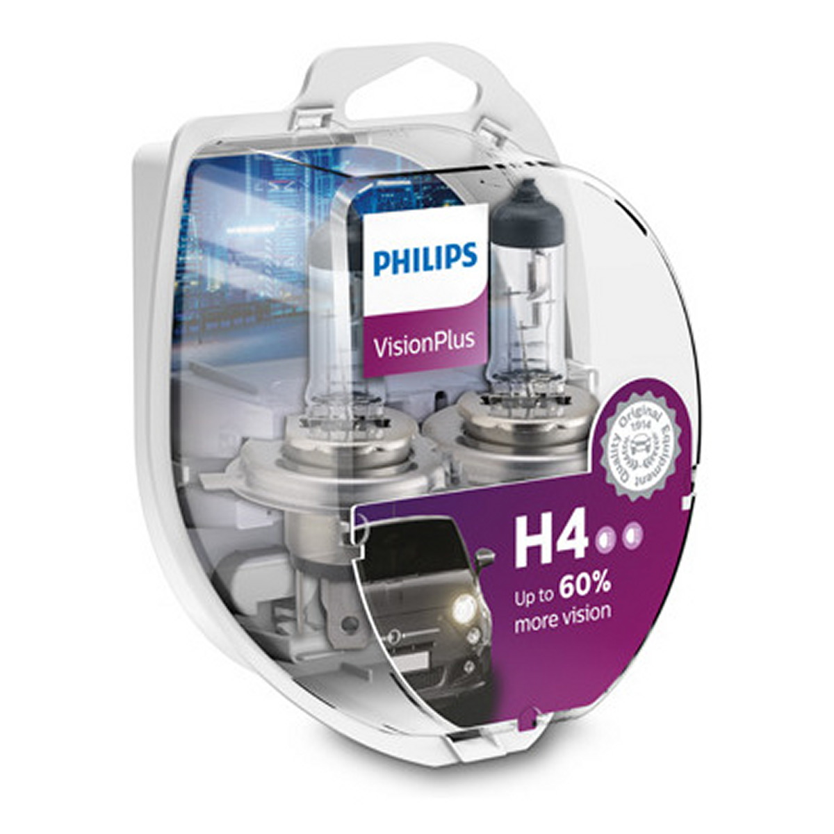 Автолампа галогенова 60/55W H4 12V 60/55W P43T-38 / VISIONPLUS - НА 60% ЗБІЛЬШЕНИЙ СВІТЛОВИЙ PHILIPS (12342VPS2) Philips фото 3