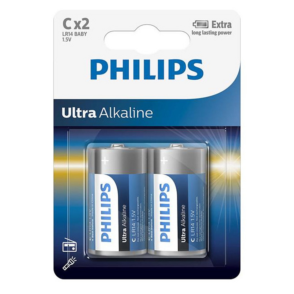 Батарейки LR14 - ULTRA ALKALINE C 1.5V / 2 шт. блістер / кратн. х PHILIPS (LR14E2B/10) Philips фото 3