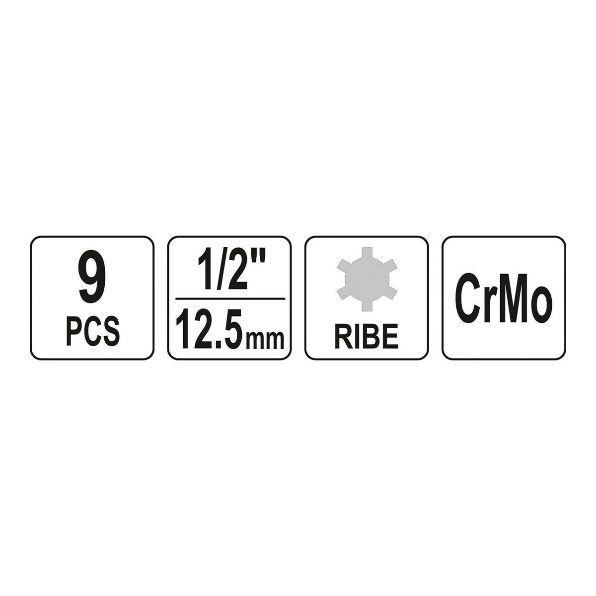 Набір ударних бітів RIBE 1/2", 9 шт. Розміри: RM5, RM6, RM7, RM8, R YATO (YT-10681) Yato фото 3