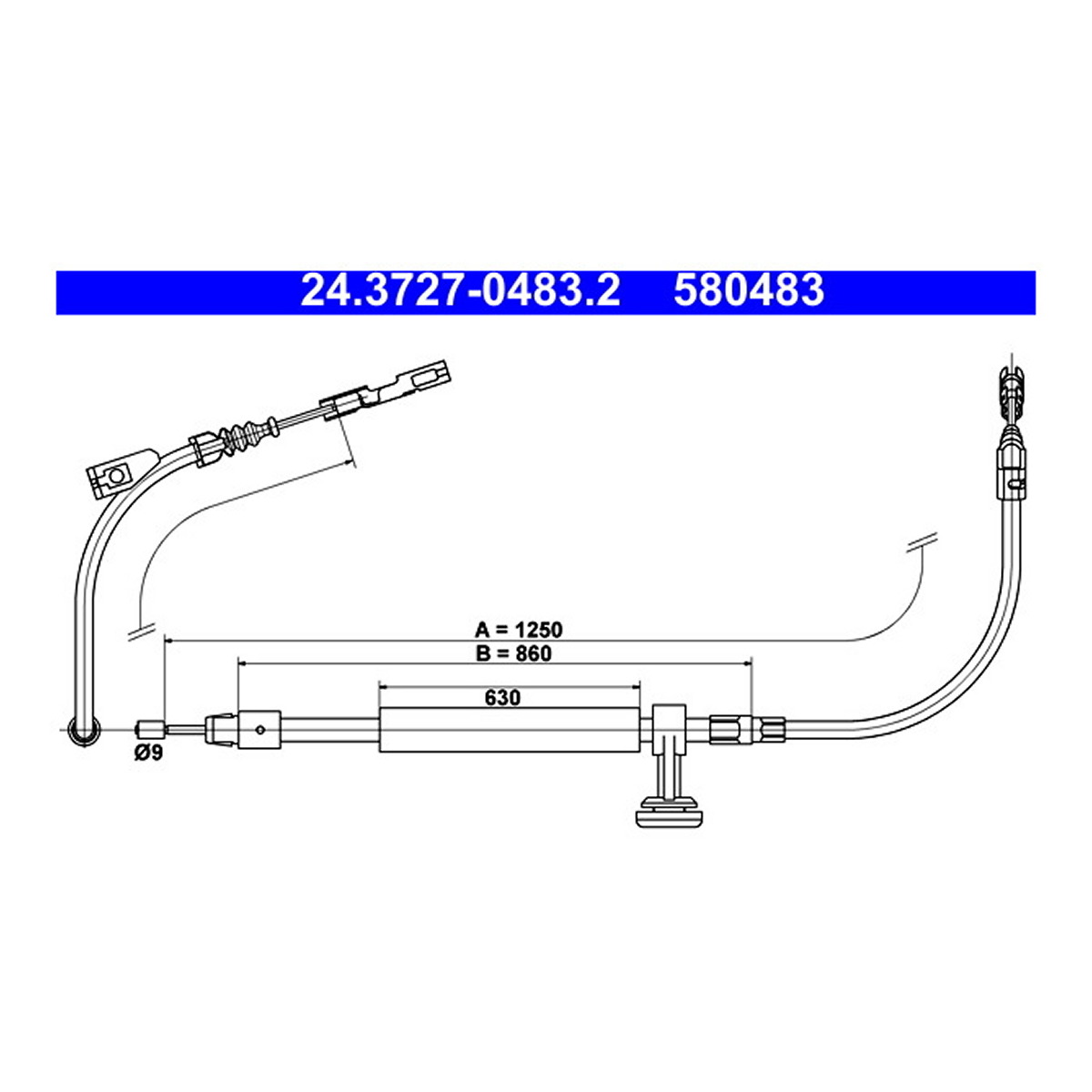 Трос ручного гальма MERCEDES-BENZ E-CLASS (W212) E 220 BLUETEC 4-MATIC (212.011) 2.2 ATE (24-3727-0483-2-02) ATE фото 3