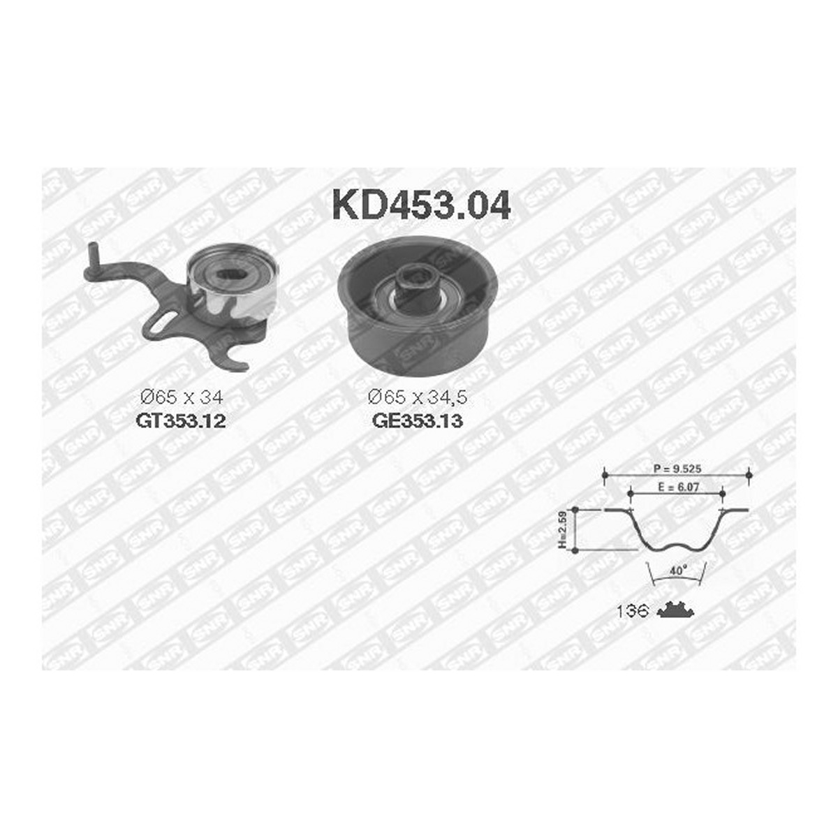 Роликовий модуль натяжника ременя (ролик, ремінь) OPEL ASTRA, COMBO, CORSA, VECTRA SNR (KD453.04) SNR фото 3