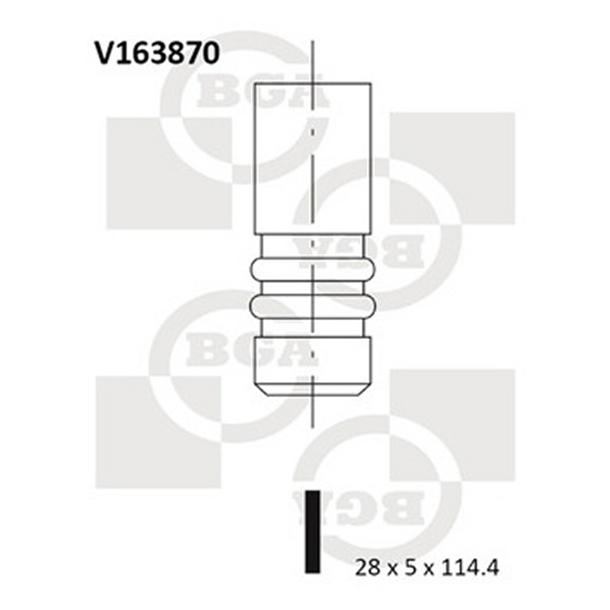Клапан двигуна IN FIAT/OPEL 939A3/A20DTH 28X5X114.4 BGA (V163870) BGA фото 3