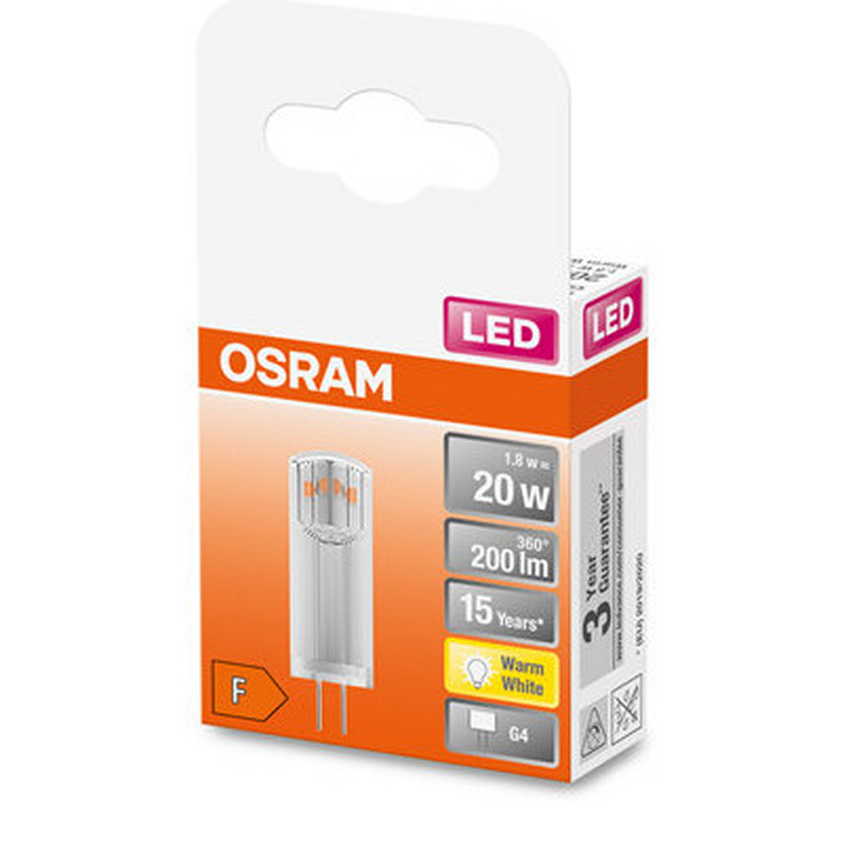 LED лампа побутова (8543709000) G4 LED STAR PIN20 1.8W/827 2700K 12V 200 LM F D13*36 / WARM WHITE OSRAM (4058075431966) osram фото 3