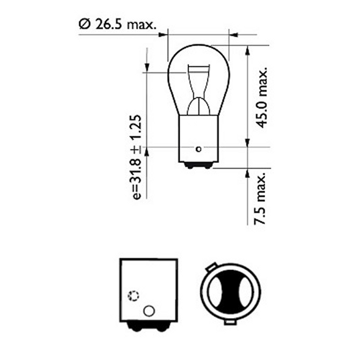 Автолампа 21/5W PR21/5W 12V 21/5W BAW15D/КОЛБА ЧЕРВОНОГО КОЛЬОРУ/КРАТН. X10 PHILIPS (12495CP) Philips фото 3