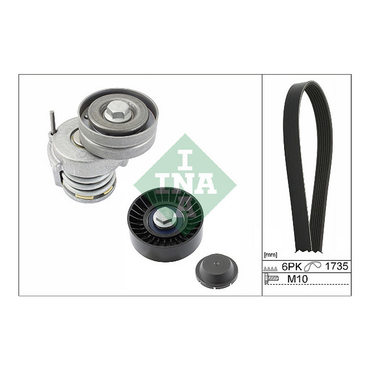 Комплект ременя генератора VW Passat 1.4TSI, 08/10 - 12/15, 90kw, (6PK 1735) Schaeffler INA фото 3