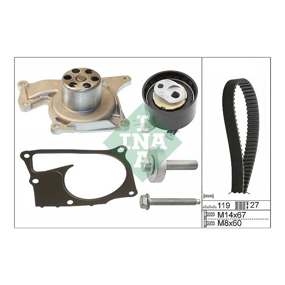 Комплект ГРМ + помпа Renault Kangoo/Megane III/IV/Dokker/Duster 1.5dCi 12-, (K9K/OM607) Schaeffler INA фото 11