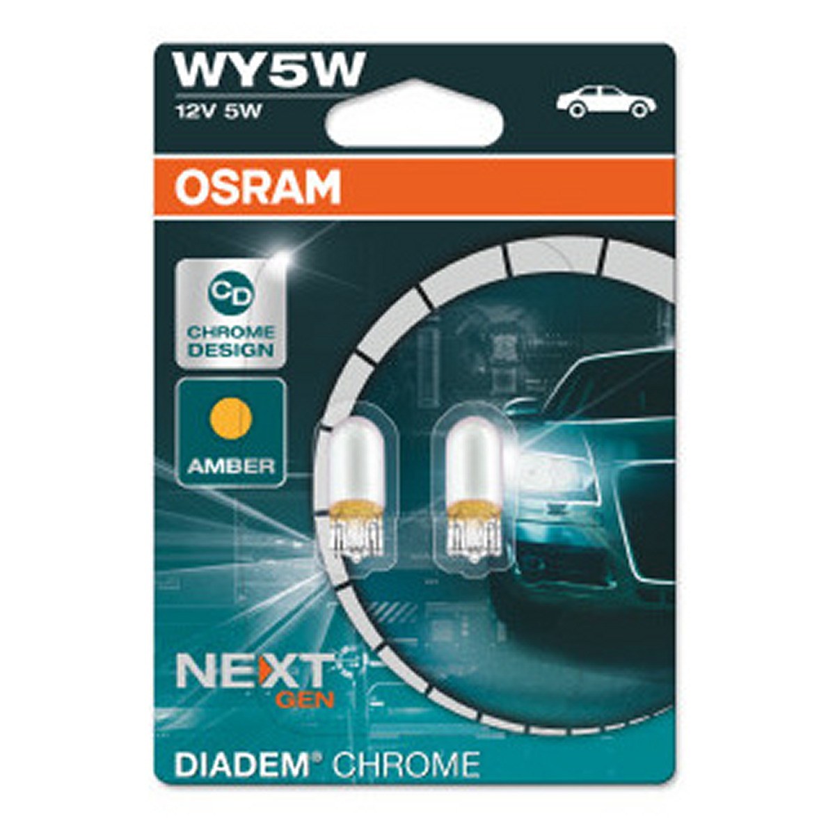 Автолампа 5W WY5W 12V W2,1X9,5D/(DIADEM CHROME) ХРОМОВАНА/2ШТ. BLISTER OSRAM (2827DC-02B) osram фото 3