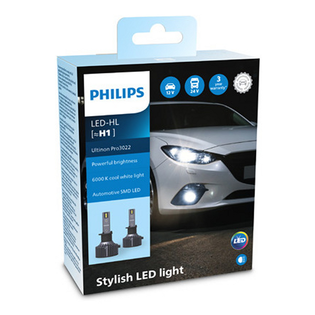 Комплект світлодіодних автоламп H1 LED 12/24V 18W 6000K P14,5S / ULTINON PRO3022 / ХОЛОДНЕ БІЛЕ С PHILIPS (11258U3022X2) Philips фото 7