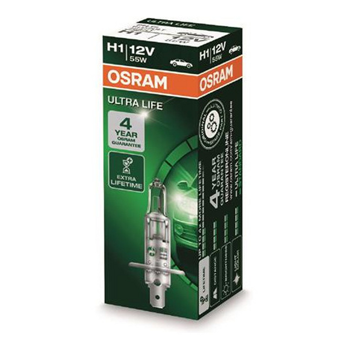 Автолампа галогенова 55W H1 12V 55W P14,5S / ULTRA LIFE - В 4 РАЗИ ЗБІЛЬШЕНО СТРОК СЛУЖБИ OSRAM (64150ULT) osram фото 8