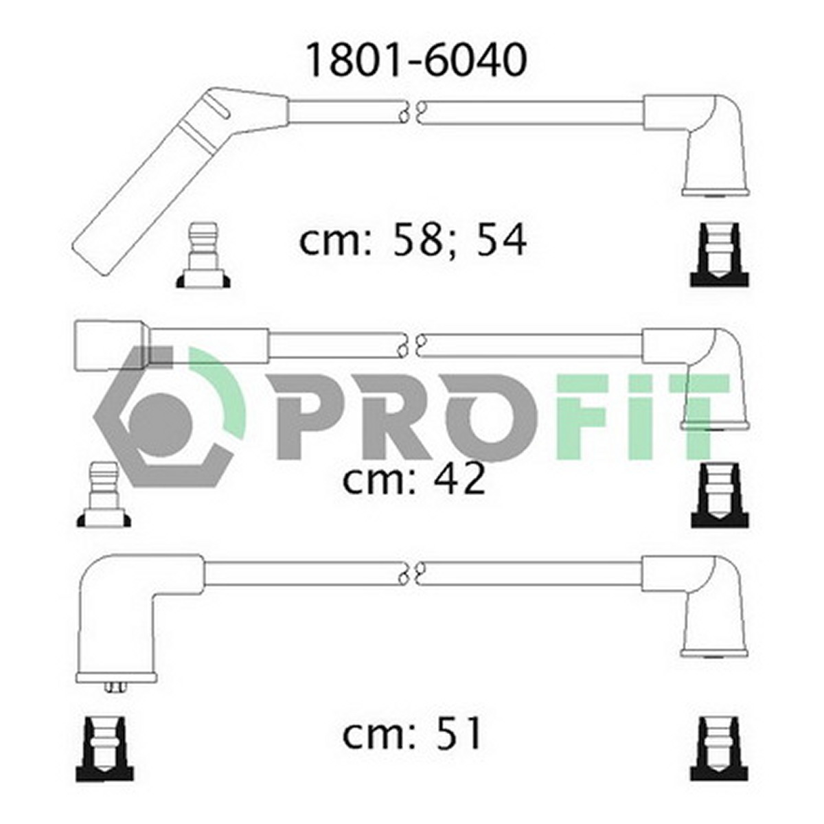 Комплект кабелів високовольтних DAEWOO MATIZ (M100, M150) 0.8 1998.09- PROFIT (1801-6040) Profit фото 3