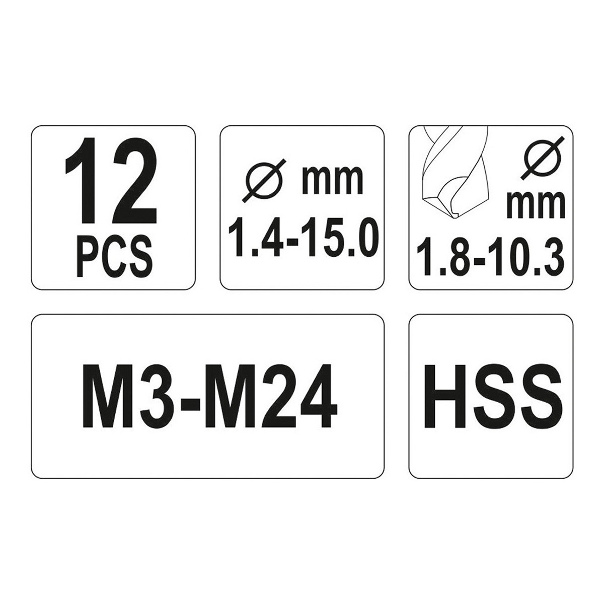 Екстрактори та свердла для металу 12 шт., розміри: 1.4-3.6, 2.1-4.9, YATO (YT-0591) Yato фото 3