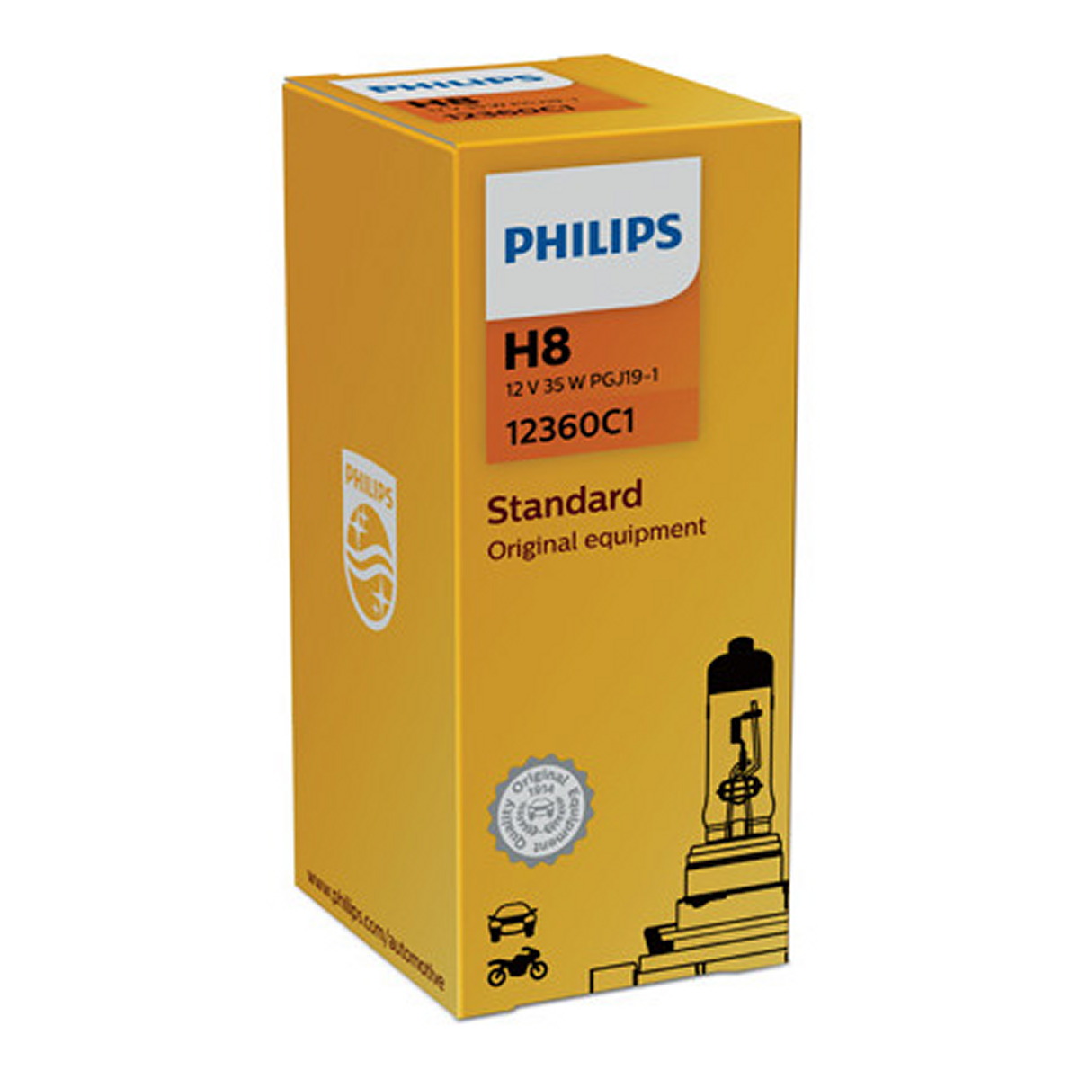 Автолампа галогенова 35W H8 12V 35W PGJ19-1/STANDARD PHILIPS (12360C1) Philips фото 3