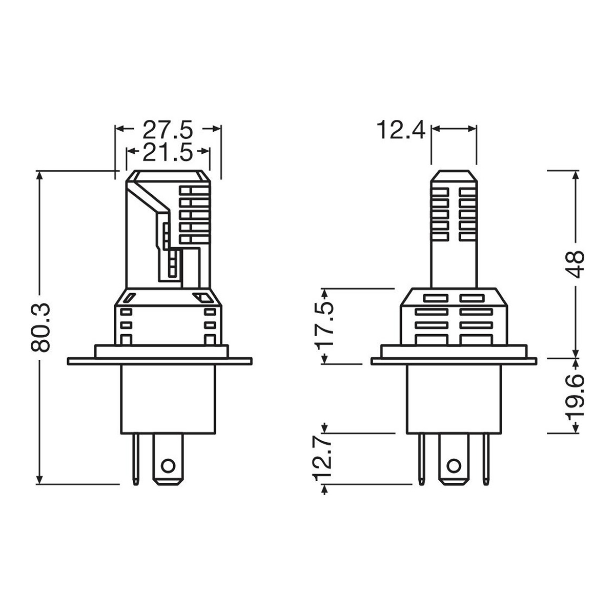 Комплект світлодіодних автоламп H4/H19 LED 12V 19/18.7W 6500K P43T/PU43T-3 / LEDRIVING® HL EASY / OSRAM (64193DWESY-2HB) osram фото 3