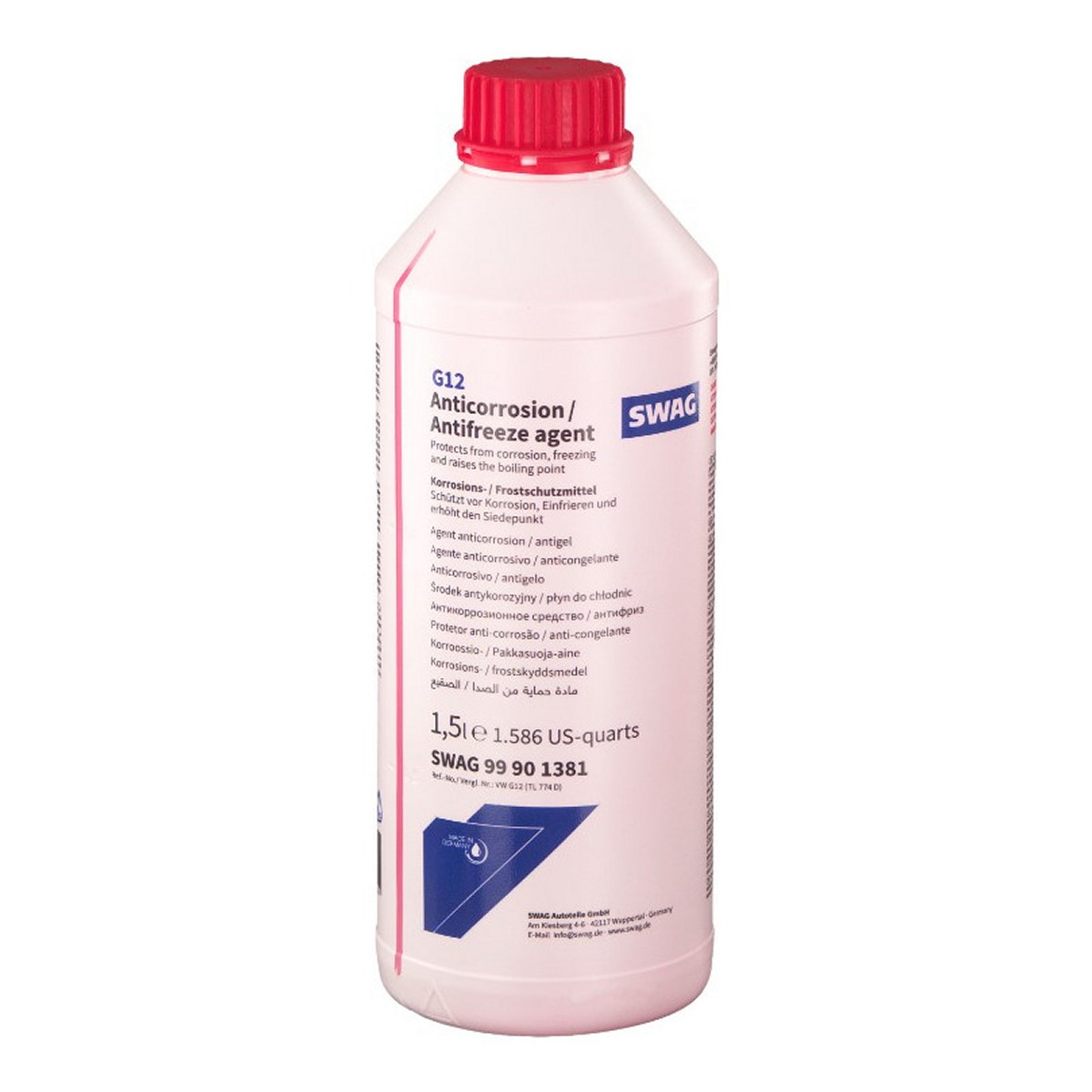 Концентрат охолоджувальний G12 01381/1.5L (SWAG) АНТИФРИЗ КРАСНИЙ G12 12X1.5L (99901381) Swag фото 3