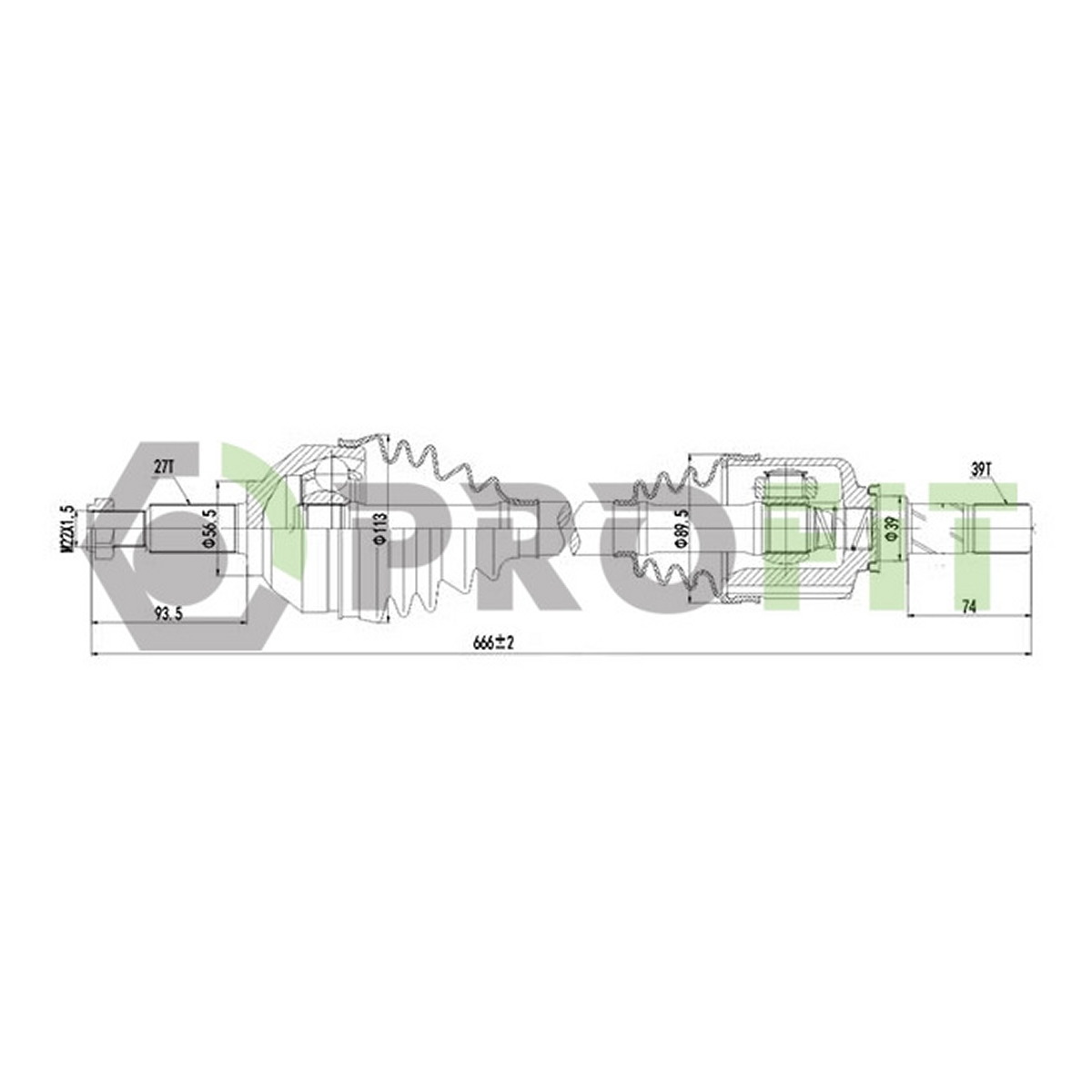 Піввісь OPEL VIVARO 03-. RENAULT TRAFIC 06- ЛІВ. PROFIT (2730-3073) Profit фото 3