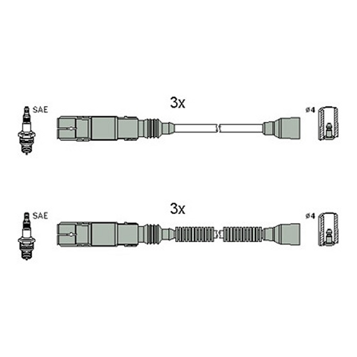 Комплект кабелів високовольтних SMART FORTWO КУПЕ (450) 0.7 2004.01-2007.02 HUCO (134952) HUCO фото 3