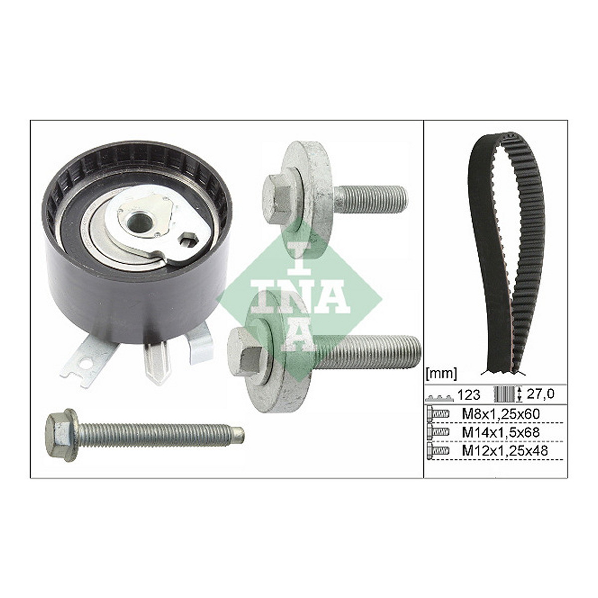 Комплект ГРМ Renault Kangoo/Megane II/III 1.5dCi 01- (123x27), K9K 836/837 Schaeffler INA фото 7
