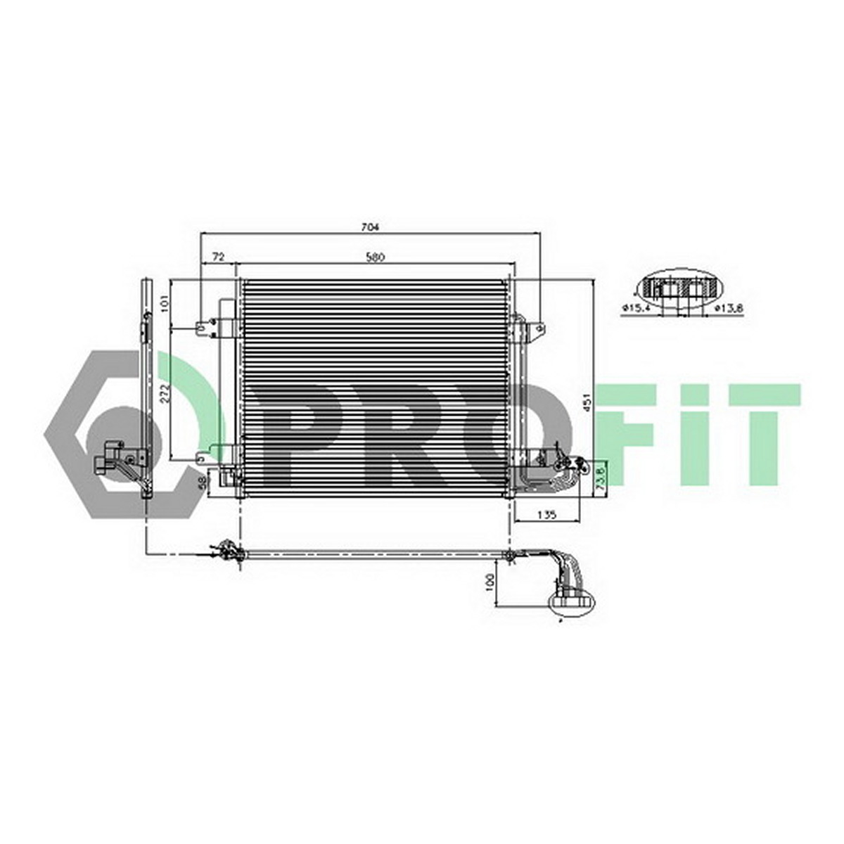 Конденсер кондиционера VOLKSWAGEN CADDY 04-. TOURAN 03- PROFIT (9570C1) Profit фото 3