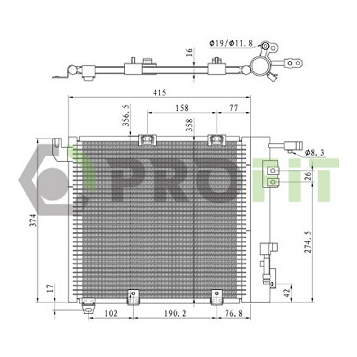 Конденсер кондиціонера OPEL ASTRA G 98- PROFIT (1770-0372) Profit фото 3
