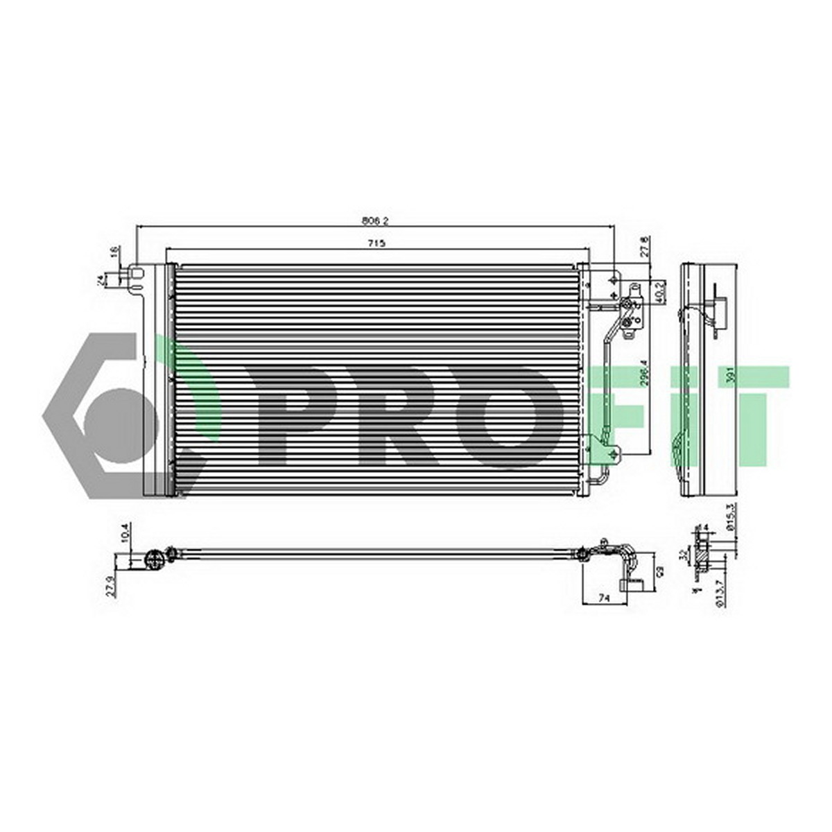 Конденсер кондиціонера VW TRANSPORTER T5 03- PROFIT (9572C1) Profit фото 3