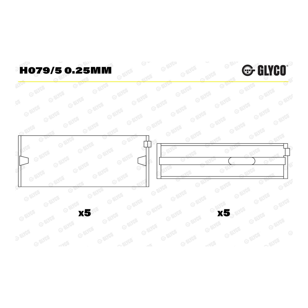 Вкладиші VAG 1.9TDI/2.0TDI ASZ/AVF/AWX/ARL/PDI/BKD/CDBA/BVA/BMA/BLS GLYCO (H079/5 0.25MM) Glyco фото 5