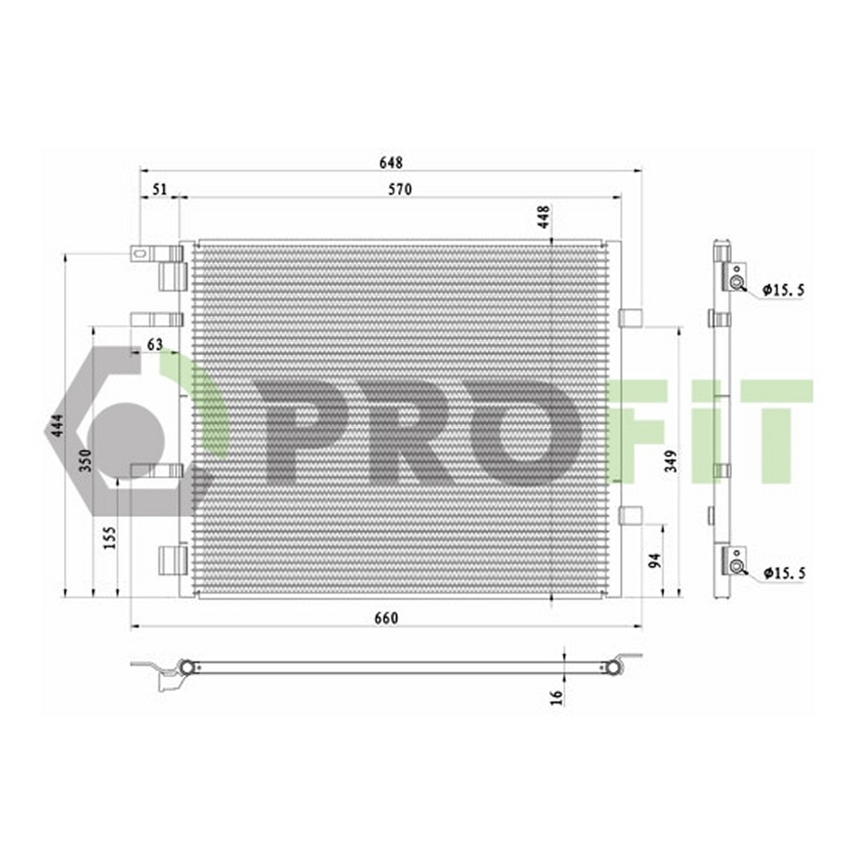 Конденсер кондиціонера OPEL VIVARO 06-. RENAULT TRAFIC 06- PROFIT (1770-0383) Profit фото 3