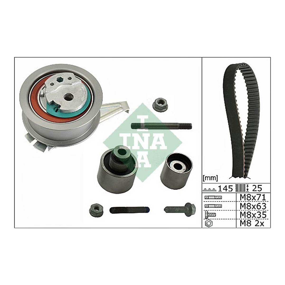 Комплект ГРМ VW Caddy 2.0TDI 15-/Golf VII 1.6TDI/2.0TDI 12-, (145x25) Schaeffler INA фото 9