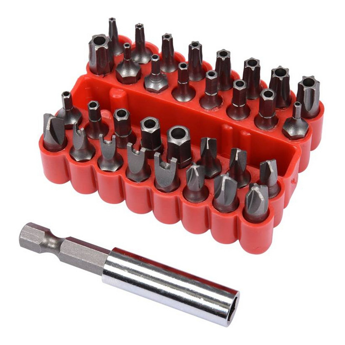 Набір спеціальних біт, 33 пр. TORX з отвором, HEX з отвором, трик VOREL (66330) Vorel фото 3