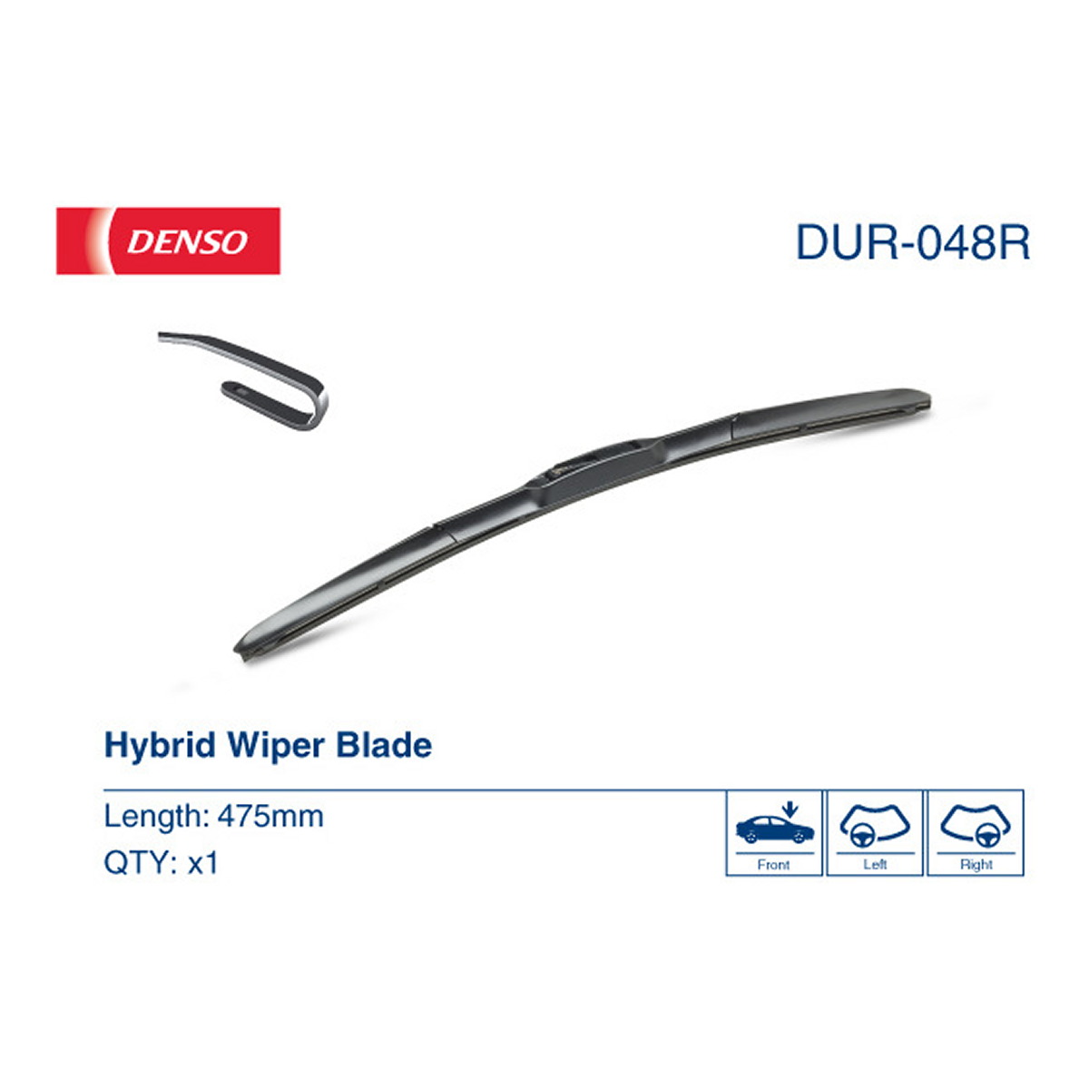 Щітка склоочисника КАРКАСНИЙ HYBRID / 475 ММ DENSO (DUR048R) Denso фото 8