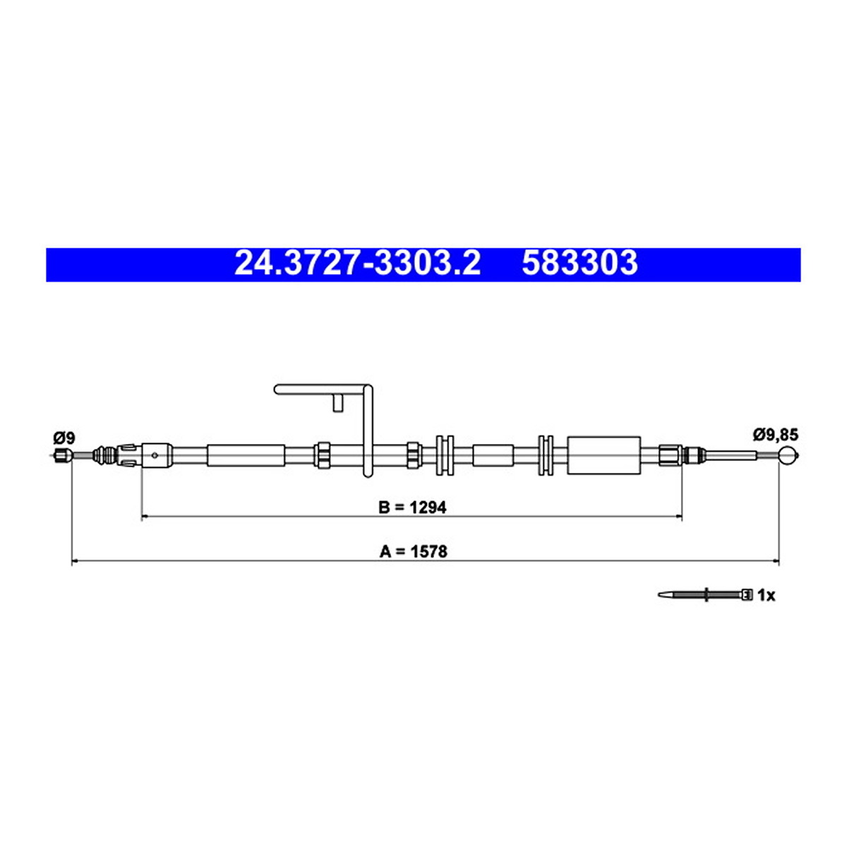 Трос ручного гальма ЗЗАДУ LAND ROVER GROUP FREELANDER 2 TD4 AWD 10.2006 - 11.2014; FR ATE (24-3727-3303-2-02) ATE фото 3