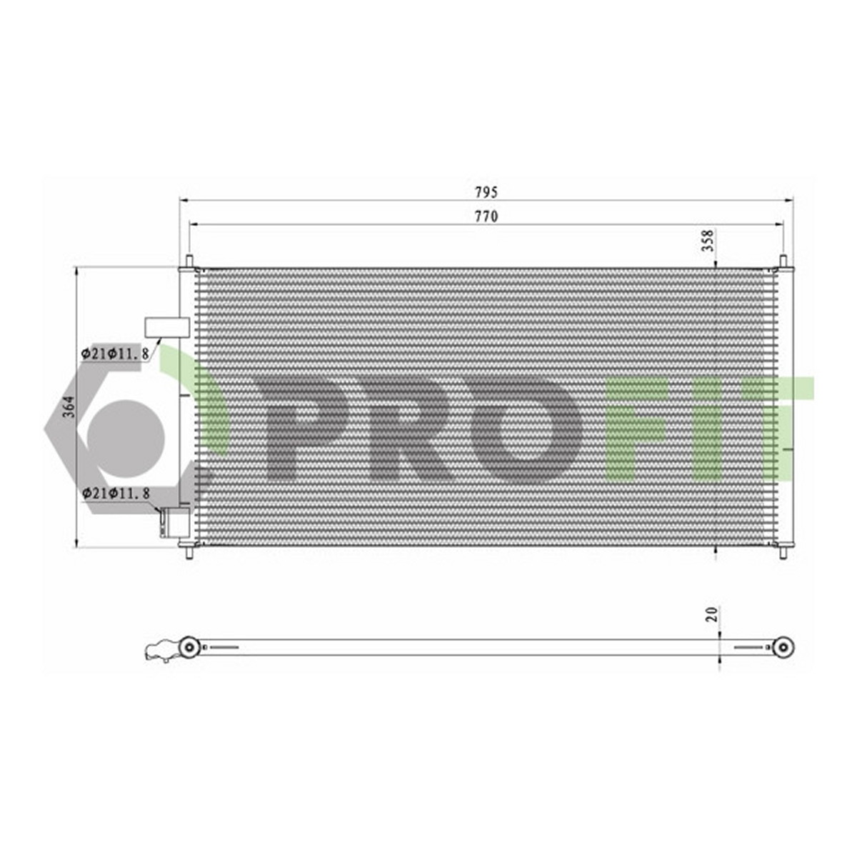 Конденсер кондиціонера FORD TRANSIT CONNECT 02-13. TOURNEO CONNECT 02-13 PROFIT (1770-0432) Profit фото 3