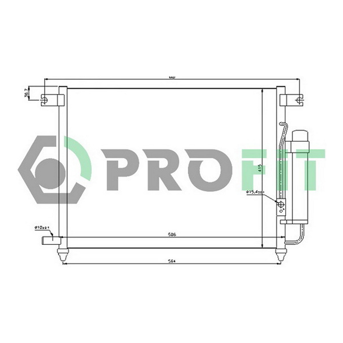 Конденсер кондиціонера CHEVROLET AVEO (1.5L) 05- (OE 96539634) PROFIT (1703C1) Profit фото 3
