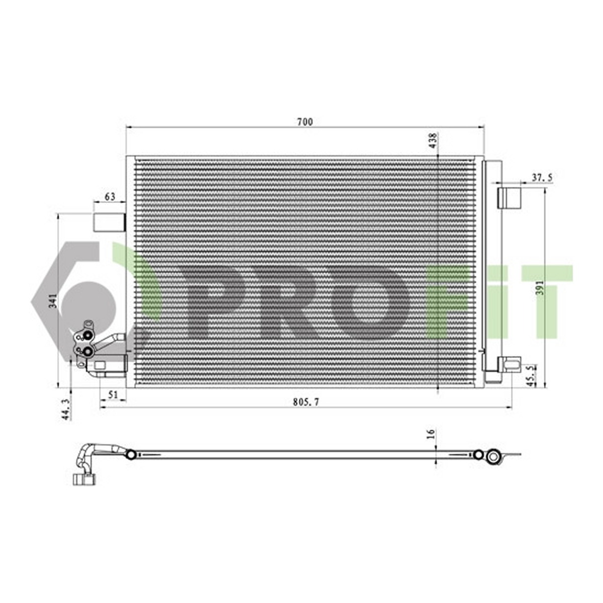 Конденсер кондиціонера VW TRANSPORTER T5 09-15. MULTIVAN 09-15 PROFIT (1770-0011) Profit фото 3