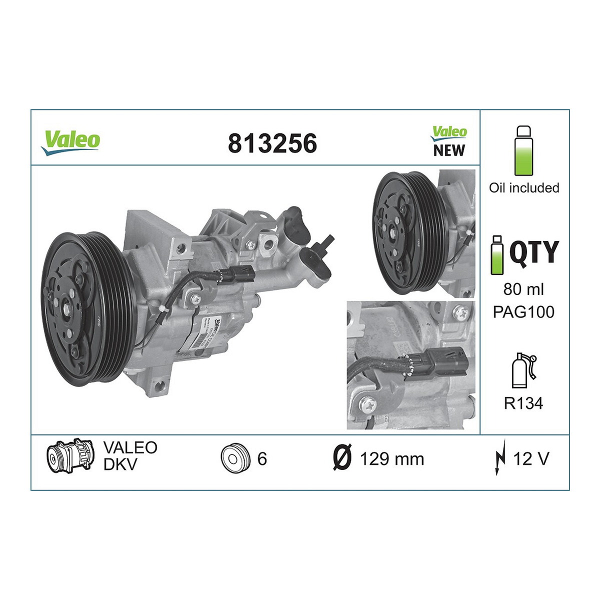 Компресор кондиціонера Valeo RENAULT LOGAN/STEPWAY II (L8_) 1.5 DCI 2012.09 — (813256) Valeo фото 9