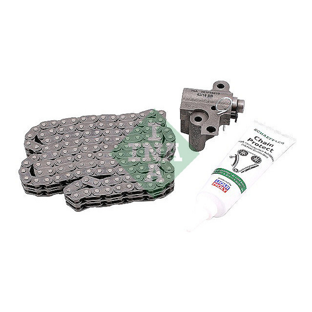 Комплект ланцюга ГРМ Ford Mondeo III 2.0 TDCi/Transit 2.4 DI 00-06 (ланцюг, натяжник) Schaeffler INA фото 9